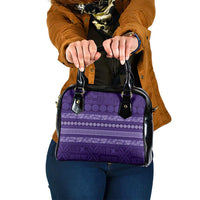 Fiji Marau na Kerisimasi Shoulder Handbag Purple Tapa Masi Inspired Christmas - Polynesian Pride