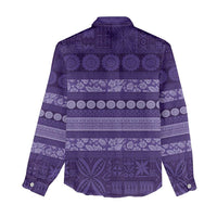 Fiji Marau na Kerisimasi Women Casual Shirt Purple Tapa Masi Inspired Christmas LT9 - Polynesian Pride