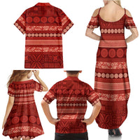 Fiji Marau na Kerisimasi Family Matching Summer Maxi Dress and Hawaiian Shirt Red Tapa Masi Inspired Christmas LT9 - Polynesian Pride