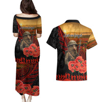 Maori Kiwi Soldier Fern Tattoo ANZAC Day Couples Matching Puletasi and Hawaiian Shirt Lest We Forget LT9 - Polynesian Pride