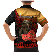 Maori Kiwi Soldier Fern Tattoo ANZAC Day Family Matching Mermaid Dress and Hawaiian Shirt Lest We Forget LT9 - Polynesian Pride