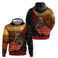 Maori Kiwi Soldier Fern Tattoo ANZAC Day Hoodie Lest We Forget LT9 - Polynesian Pride