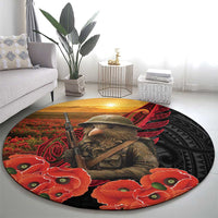 Maori Kiwi Soldier Fern Tattoo ANZAC Day Round Carpet Lest We Forget