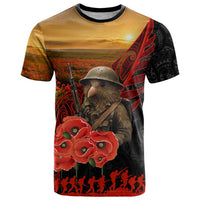 Maori Kiwi Soldier Fern Tattoo ANZAC Day T Shirt Lest We Forget
