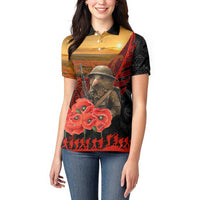 Maori Kiwi Soldier Fern Tattoo ANZAC Day Women Polo Shirt Lest We Forget