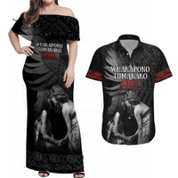 New Zealand Mother's Day Couples Matching Off Shoulder Maxi Dress and Hawaiian Shirt Maori Hongi Aroha Ahau Ki A Koe Mama LT9 Black - Polynesian Pride
