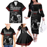 New Zealand Mother's Day Family Matching Off The Shoulder Long Sleeve Dress and Hawaiian Shirt Maori Hongi Aroha Ahau Ki A Koe Mama LT9 - Polynesian Pride