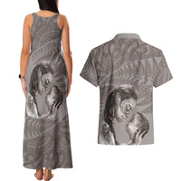 New Zealand Mother's Day Couples Matching Tank Maxi Dress and Hawaiian Shirt Maori Mo Toku Mama Silver Fern LT9 - Polynesian Pride