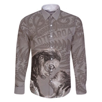 New Zealand Mother's Day Family Matching Long Sleeve Bodycon Dress and Hawaiian Shirt Maori Mo Toku Mama Silver Fern LT9 Dad's Shirt - Long Sleeve Nude - Polynesian Pride