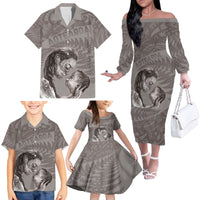 New Zealand Mother's Day Family Matching Off The Shoulder Long Sleeve Dress and Hawaiian Shirt Maori Mo Toku Mama Silver Fern LT9 - Polynesian Pride