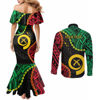 Personalised Vanuatu 44th Anniversary Couples Matching Mermaid Dress and Long Sleeve Button Shirt Tugeta Yumi Selebretem Indipendens Dei LT9 - Polynesian Pride