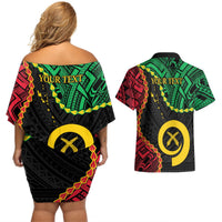 Personalised Vanuatu 44th Anniversary Couples Matching Off Shoulder Short Dress and Hawaiian Shirt Tugeta Yumi Selebretem Indipendens Dei LT9 - Polynesian Pride
