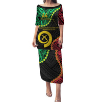 Personalised Vanuatu 44th Anniversary Puletasi Tugeta Yumi Selebretem Indipendens Dei LT9 Long Dress Black - Polynesian Pride