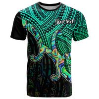 Custom Aotearoa Papua Shell T Shirt Maori Tribal Pattern LT9 Green - Polynesian Pride