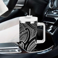 Aotearoa Maori Koru Tumbler With Handle Black Polynesian Pacific Tribal
