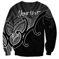 Custom Aotearoa Maori Koru Sweatshirt Polynesian Pacific Tribal - Black LT9 - Polynesian Pride