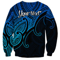 Custom Aotearoa Maori Koru Sweatshirt Polynesian Pacific Tribal - Blue LT9 - Polynesian Pride