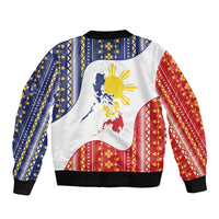 Philippines Flag Day Sleeve Zip Bomber Jacket Filipino Traditional Igorot Tribal Pattern