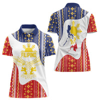 Philippines Flag Day Women Polo Shirt Filipino Traditional Igorot Tribal Pattern