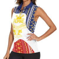 Philippines Flag Day Women Sleeveless Polo Shirt Filipino Traditional Igorot Tribal Pattern