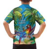 5 Oclock Somewhere Kid Hawaiian Shirt Hawaii Parrots Cocktail Summer Beach Vibe - Polynesian Pride
