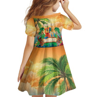 5 Oclock Somewhere Personalized Kid Short Sleeve Dress Hawaii Parrots Plumeria Summer Vibe - Polynesian Pride