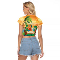 5 Oclock Somewhere Personalized Raglan Cropped T Shirt Hawaii Parrots Plumeria Summer Vibe - Polynesian Pride