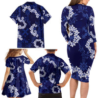 Mokihana Maile and Ilima Leis Family Matching Long Sleeve Bodycon Dress and Hawaiian Shirt Uliuli Hawaiian Tapa Quilt Pattern LT9 - Polynesian Pride