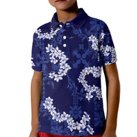 Mokihana Maile and Ilima Leis Kid Polo Shirt Uliuli Hawaiian Tapa Quilt Pattern LT9 Kid Blue - Polynesian Pride