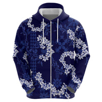 Mokihana Maile and Ilima Leis Zip Hoodie Uliuli Hawaiian Tapa Quilt Pattern LT9 - Polynesian Pride