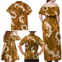 Mokihana Maile and Ilima Leis Family Matching Off Shoulder Maxi Dress and Hawaiian Shirt Alani Hawaiian Tapa Quilt Pattern LT9 - Polynesian Pride