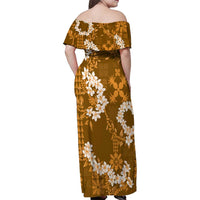 Mokihana Maile and Ilima Leis Family Matching Off Shoulder Maxi Dress and Hawaiian Shirt Alani Hawaiian Tapa Quilt Pattern LT9 - Polynesian Pride
