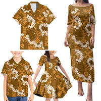 Mokihana Maile and Ilima Leis Family Matching Puletasi and Hawaiian Shirt Alani Hawaiian Tapa Quilt Pattern LT9 - Polynesian Pride
