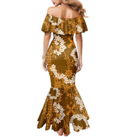 Mokihana Maile and Ilima Leis Mermaid Dress Alani Hawaiian Tapa Quilt Pattern - Polynesian Pride