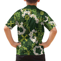 Mokihana Maile and Ilima Leis Family Matching Short Sleeve Bodycon Dress and Hawaiian Shirt Omaʻomaʻo Hawaiian Tapa Quilt Pattern LT9 - Polynesian Pride