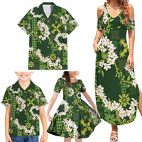Mokihana Maile and Ilima Leis Family Matching Summer Maxi Dress and Hawaiian Shirt Omaʻomaʻo Hawaiian Tapa Quilt Pattern LT9 - Polynesian Pride