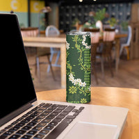 Mokihana Maile and Ilima Leis Skinny Tumbler Omaʻomaʻo Hawaiian Tapa Quilt Pattern - Polynesian Pride