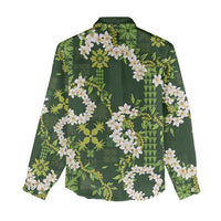 Mokihana Maile and Ilima Leis Women Casual Shirt Omaʻomaʻo Hawaiian Tapa Quilt Pattern - Polynesian Pride
