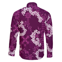 Mokihana Maile and Ilima Leis Family Matching Off The Shoulder Long Sleeve Dress and Hawaiian Shirt Akala Hawaiian Tapa Quilt Pattern LT9 - Polynesian Pride