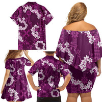 Mokihana Maile and Ilima Leis Family Matching Off Shoulder Short Dress and Hawaiian Shirt Akala Hawaiian Tapa Quilt Pattern LT9 - Polynesian Pride