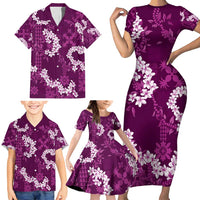 Mokihana Maile and Ilima Leis Family Matching Short Sleeve Bodycon Dress and Hawaiian Shirt Akala Hawaiian Tapa Quilt Pattern LT9 - Polynesian Pride