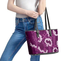 Mokihana Maile and Ilima Leis Leather Tote Bag Akala Hawaiian Tapa Quilt Pattern LT9 - Polynesian Pride