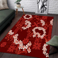 Mokihana Maile and Ilima Leis Area Rug Ulaʻula Hawaiian Tapa Quilt Pattern LT9 Red - Polynesian Pride