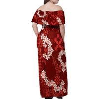 Mokihana Maile and Ilima Leis Family Matching Off Shoulder Maxi Dress and Hawaiian Shirt Ulaʻula Hawaiian Tapa Quilt Pattern LT9 - Polynesian Pride