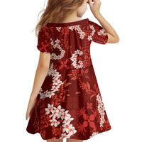 Mokihana Maile and Ilima Leis Family Matching Off Shoulder Short Dress and Hawaiian Shirt Ulaʻula Hawaiian Tapa Quilt Pattern LT9 - Polynesian Pride