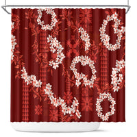 Mokihana Maile and Ilima Leis Shower Curtain Ulaʻula Hawaiian Tapa Quilt Pattern LT9 Red - Polynesian Pride