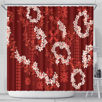 Mokihana Maile and Ilima Leis Shower Curtain Ulaʻula Hawaiian Tapa Quilt Pattern LT9 - Polynesian Pride