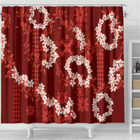 Mokihana Maile and Ilima Leis Shower Curtain Ulaʻula Hawaiian Tapa Quilt Pattern LT9 - Polynesian Pride