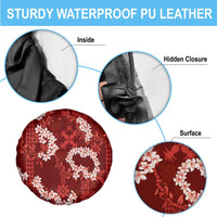 Mokihana Maile and Ilima Leis Spare Tire Cover Ulaʻula Hawaiian Tapa Quilt Pattern - Polynesian Pride