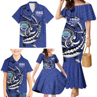 Personalized FSM 1986 Independence Day Family Matching Mermaid Dress and Hawaiian Shirt Polynesian Shark Tattoo Style LT9 - Polynesian Pride